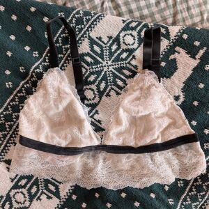 Victoria's Secret Cream and Black Lace Bralette